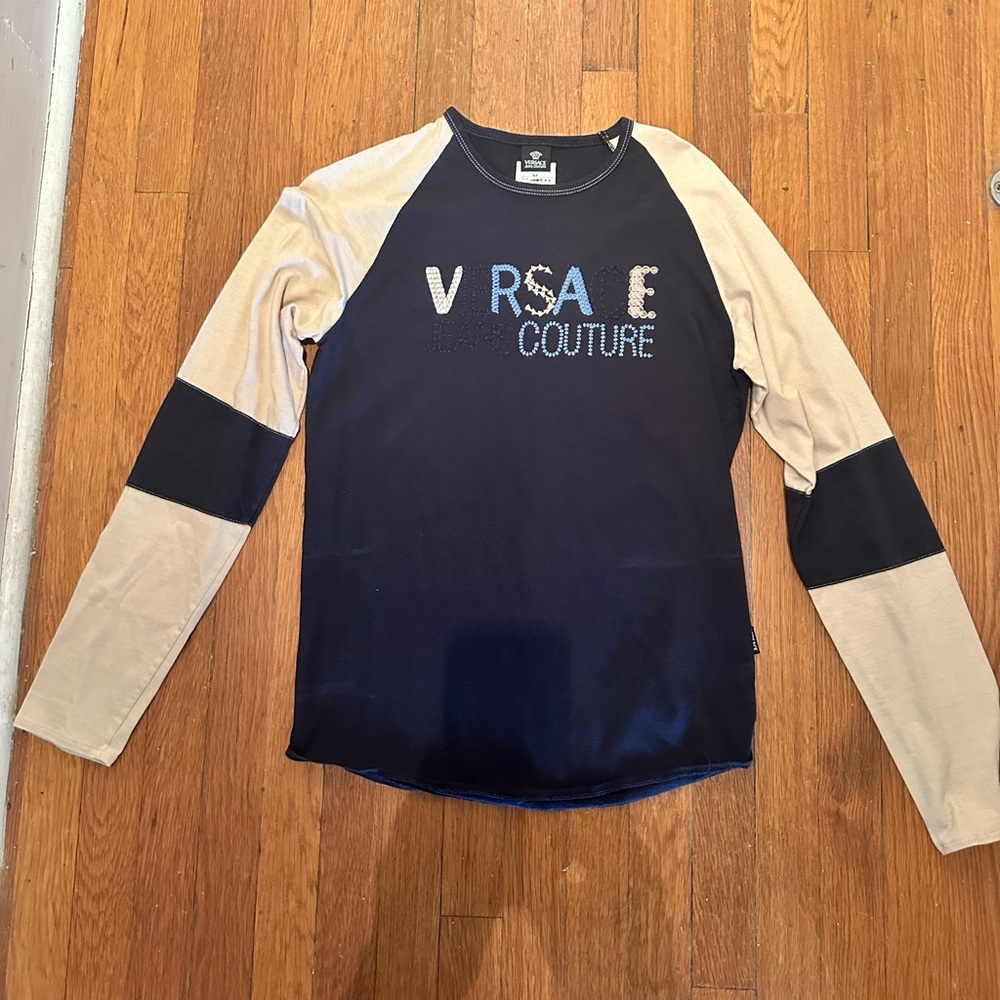 Versace Couture Navy and Beige Long Sleeve